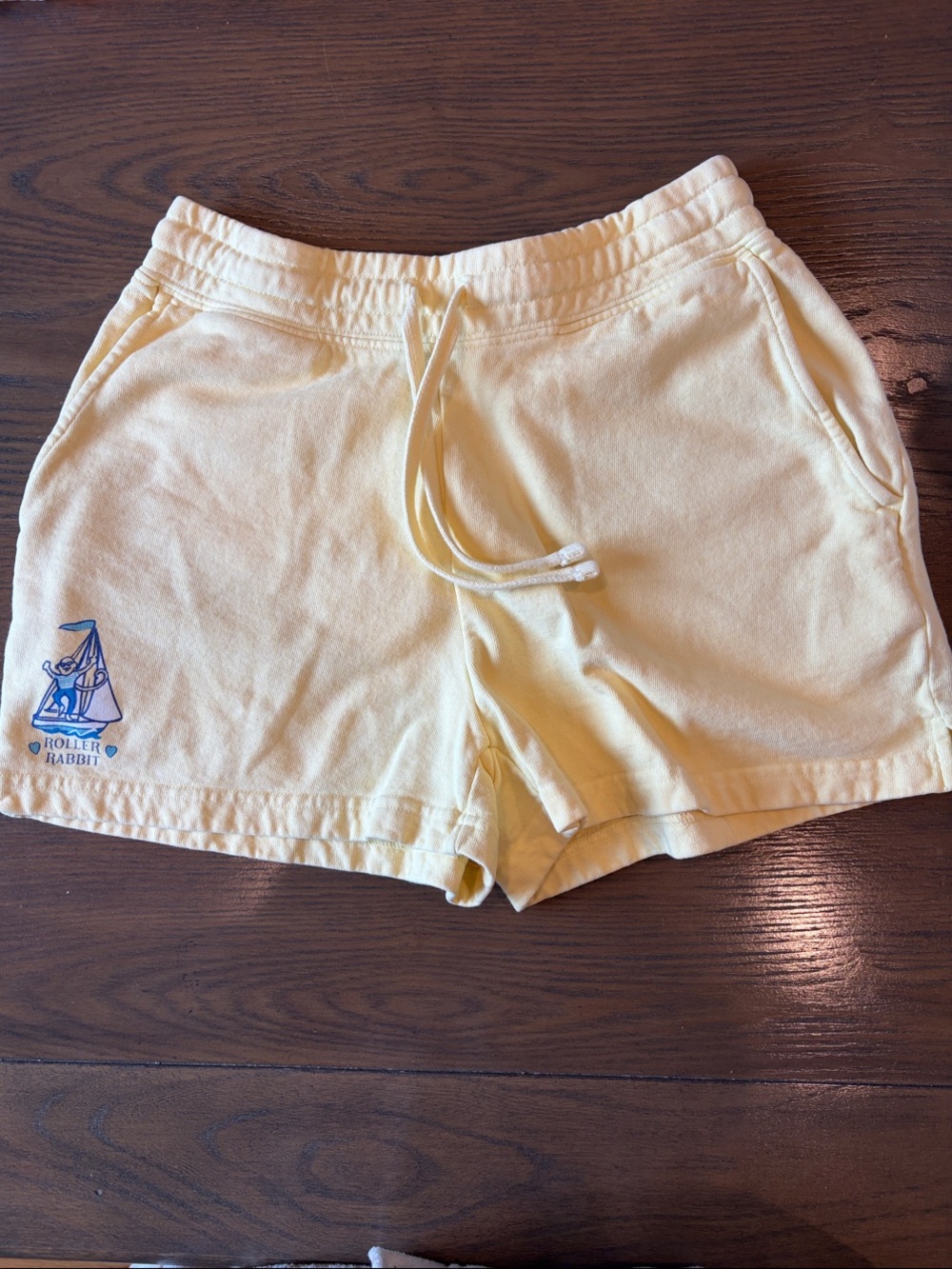 Roller Rabbit Pale Yellow Drawstring Athletic Shorts